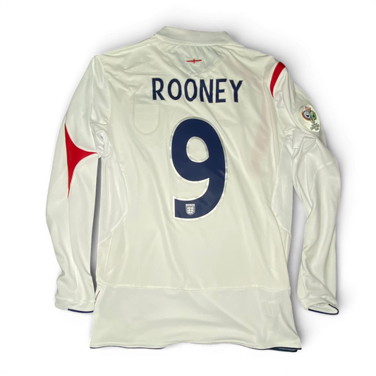 England's longsleeve home jersey for the 2006 World Cup. Wayne Rooney