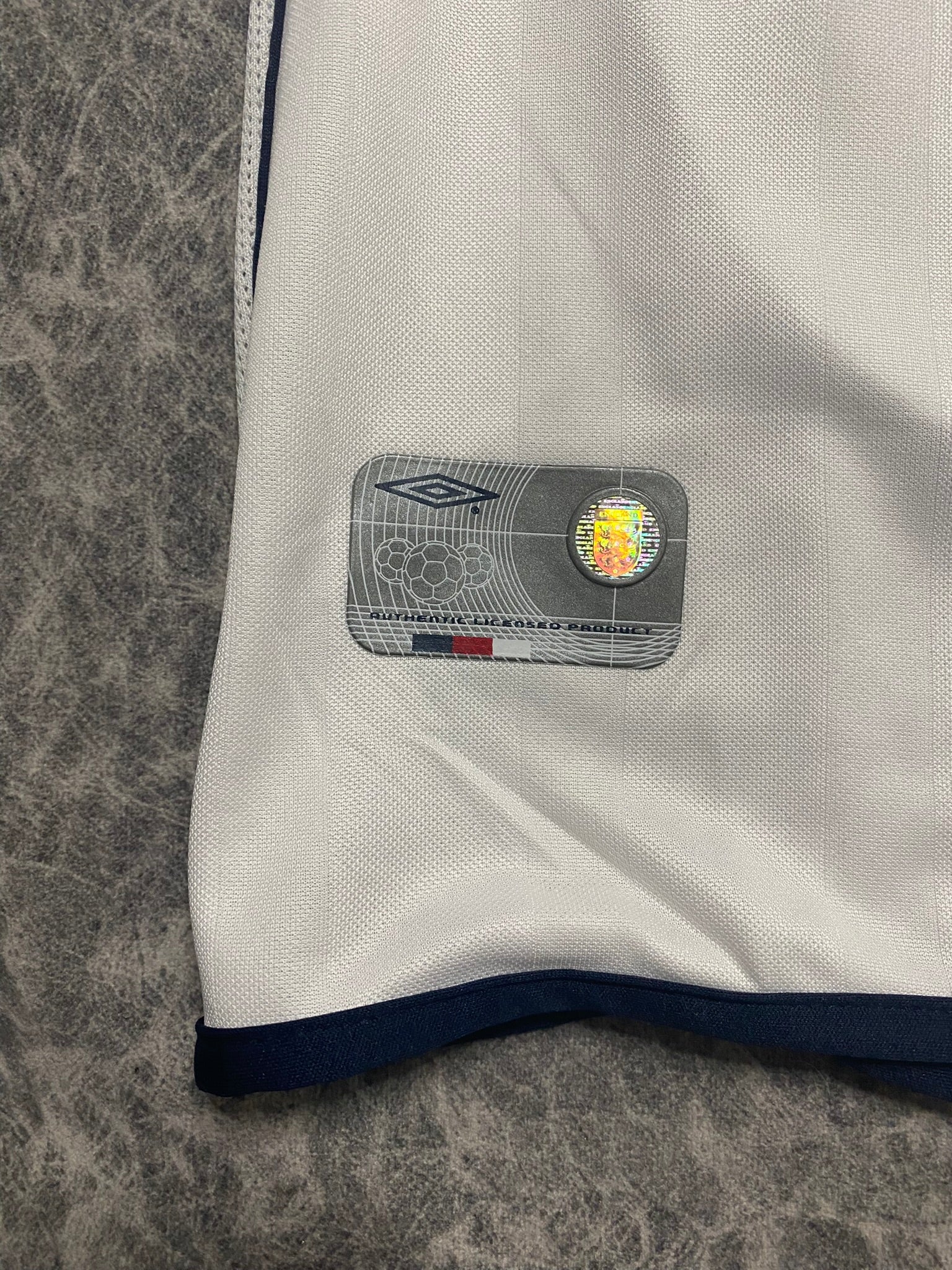 England's home jersey for the 2002 World Cup. David Beckham