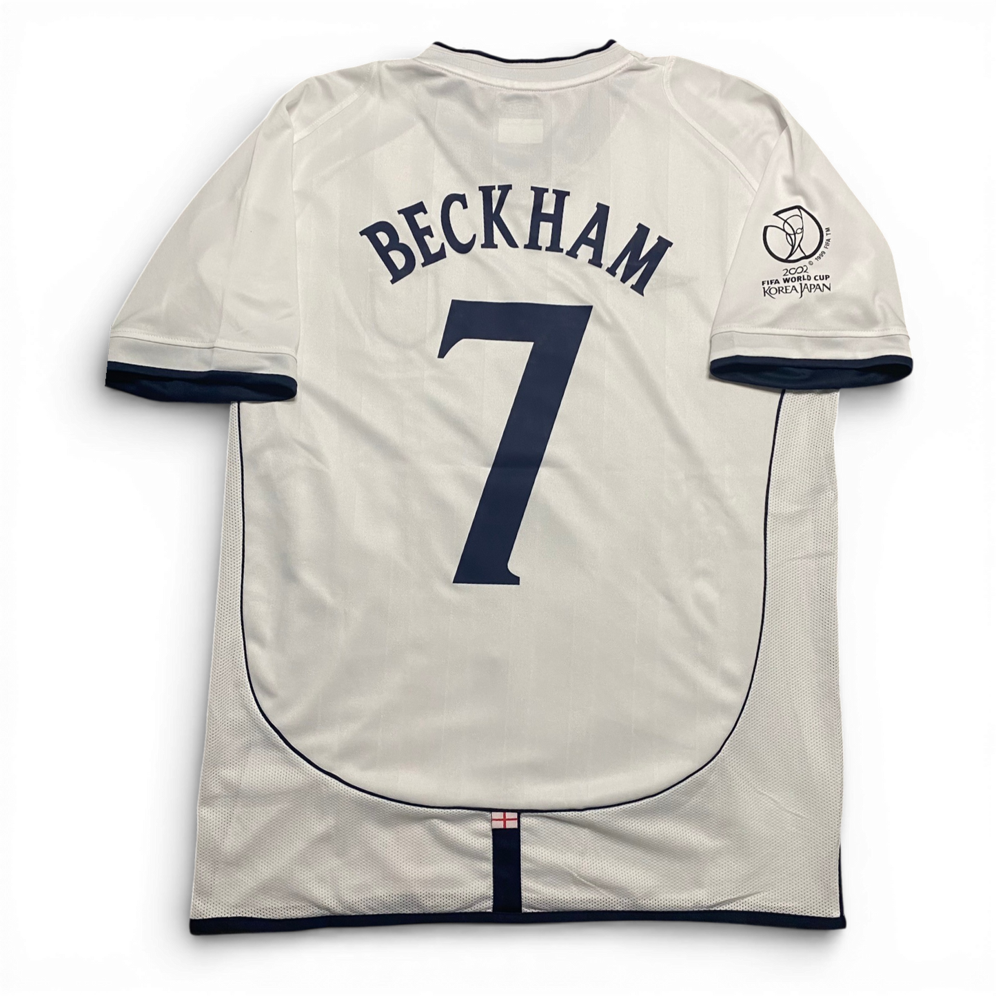 England's home jersey for the 2002 World Cup. David Beckham