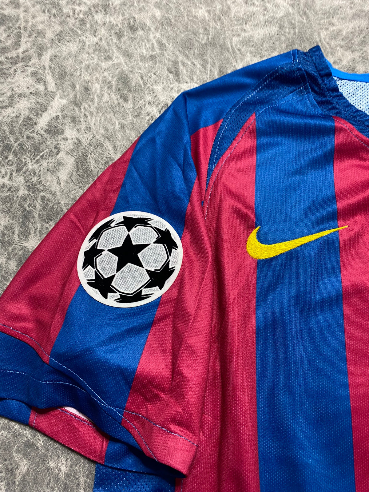 Barcelona's home jersey for the 2006 Champions League final. Ronaldinho Gaucho