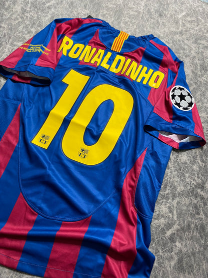 Barcelona's home jersey for the 2006 Champions League final. Ronaldinho Gaucho