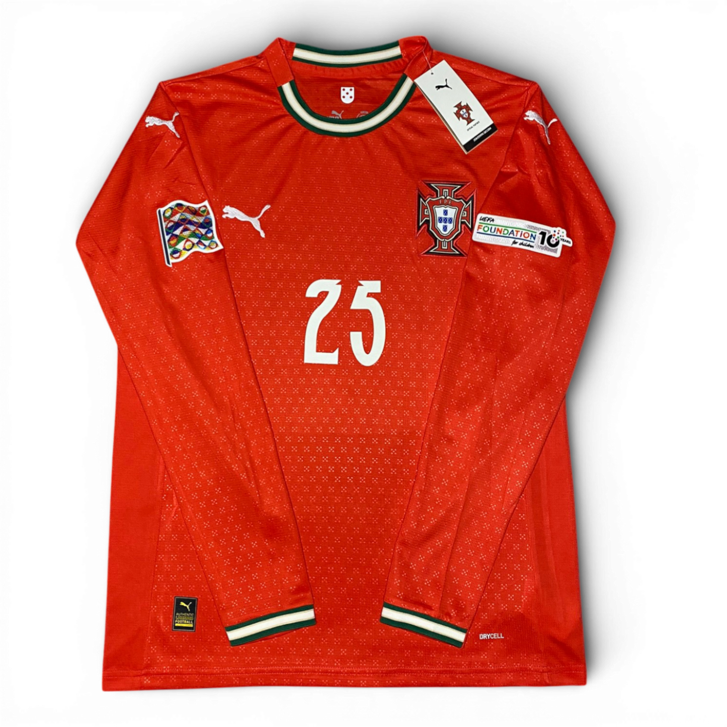 Portugal longsleeve home jersey 2025. Nuno Mendes