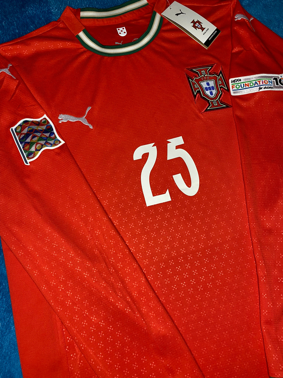 Portugal longsleeve home jersey 2025. Nuno Mendes