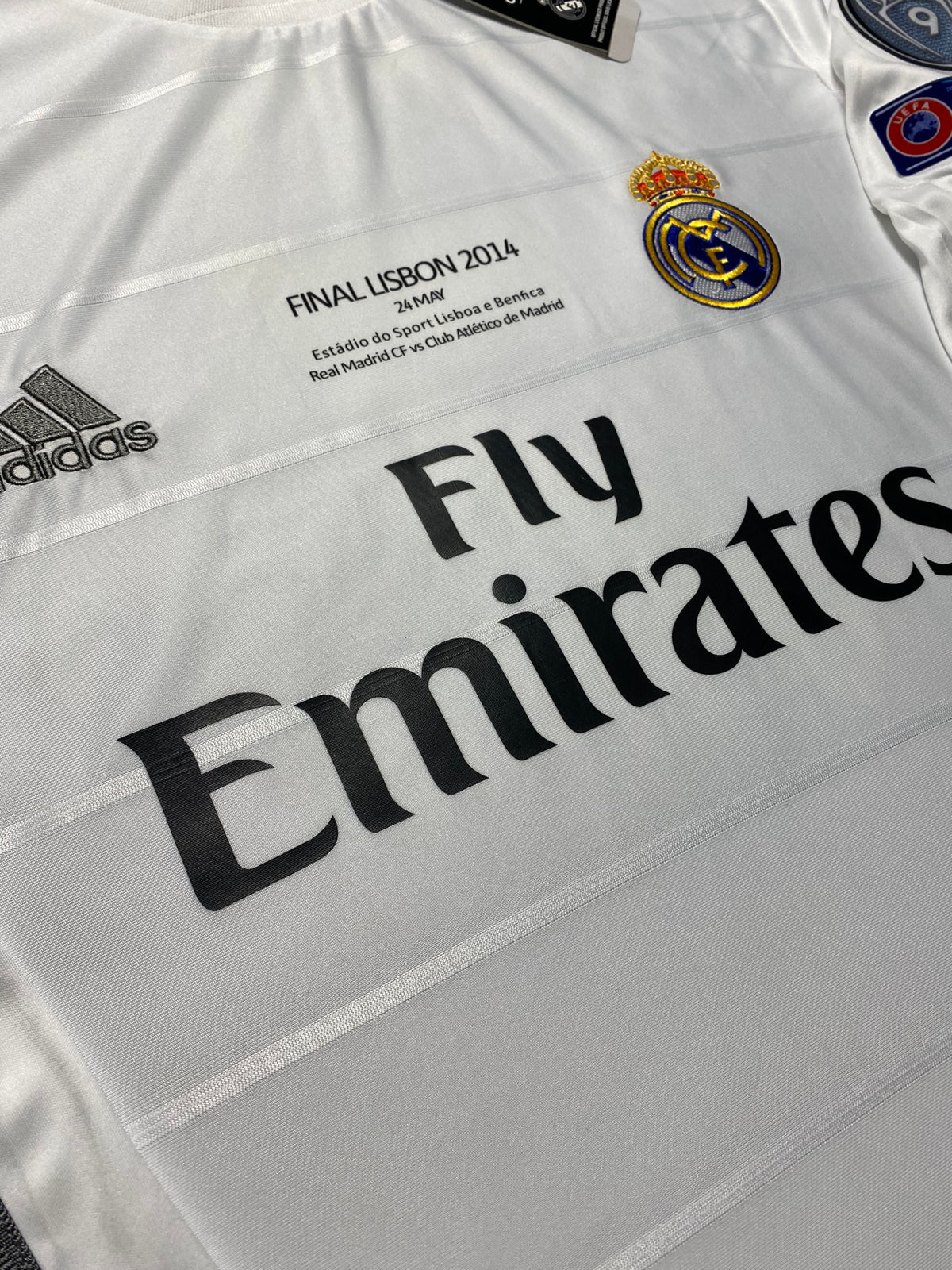 Real Madrid's home jersey for the 2014 Champions League Final. Cristiano Ronaldo