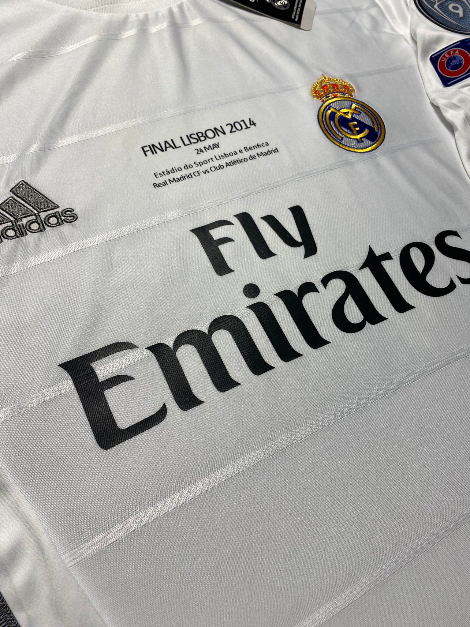 Real Madrid's home jersey for the 2014 Champions League Final. Cristiano Ronaldo