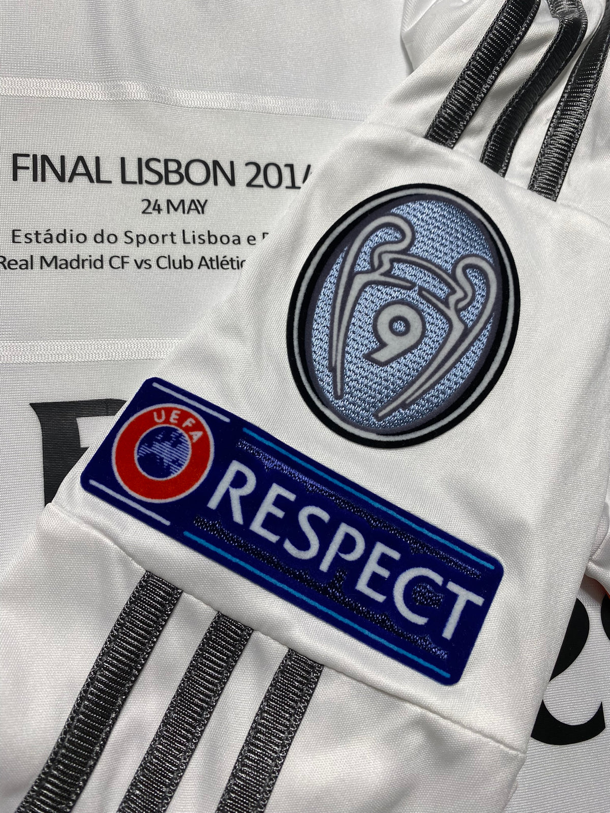 Real Madrid's home jersey for the 2014 Champions League Final. Cristiano Ronaldo