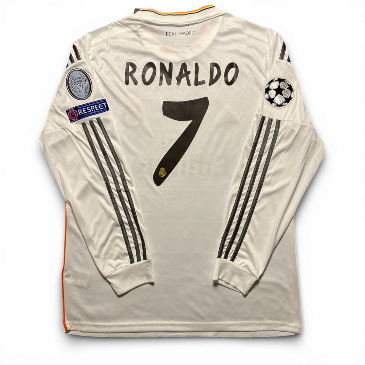 Real Madrid's home jersey for the 2014 Champions League Final. Cristiano Ronaldo