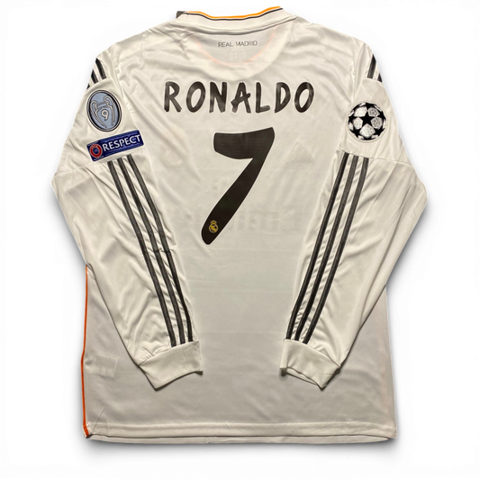Real Madrid's home jersey for the 2014 Champions League Final. Cristiano Ronaldo