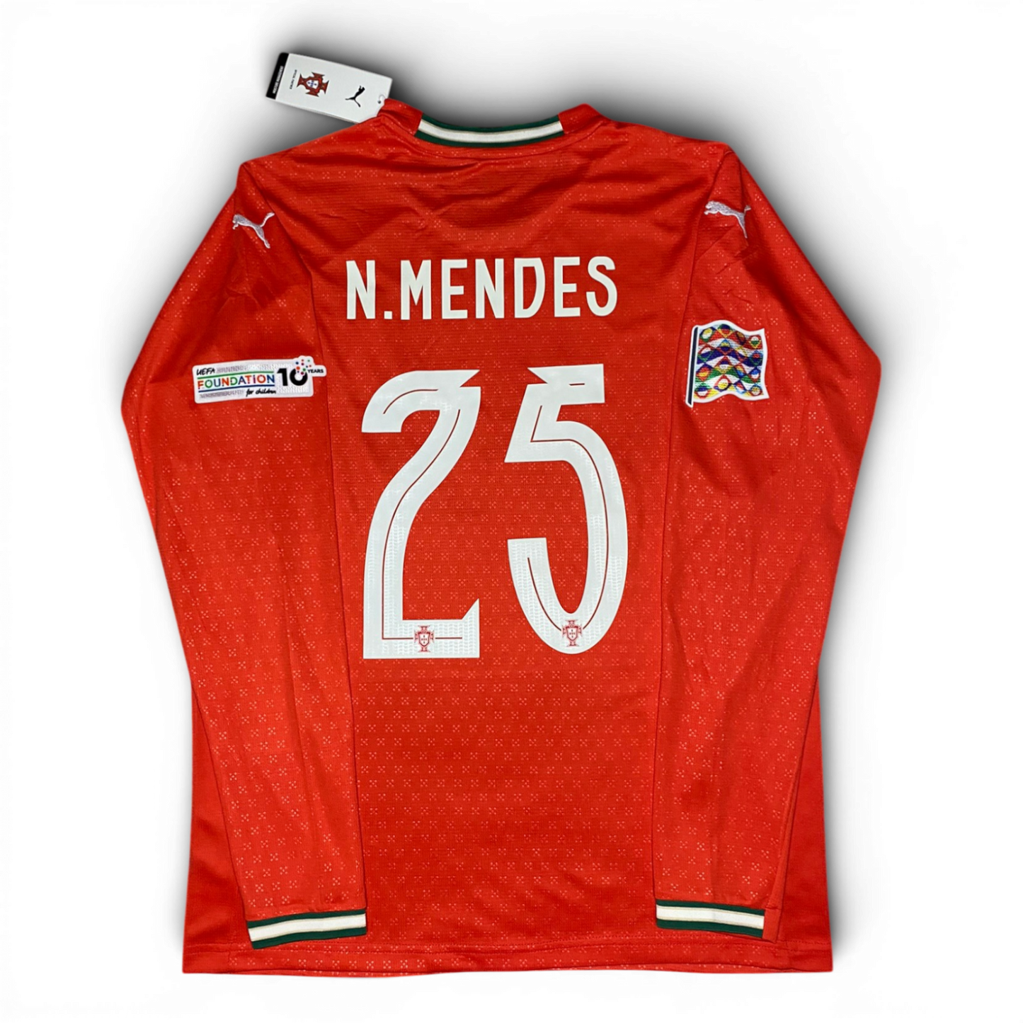 Portugal longsleeve home jersey 2025. Nuno Mendes