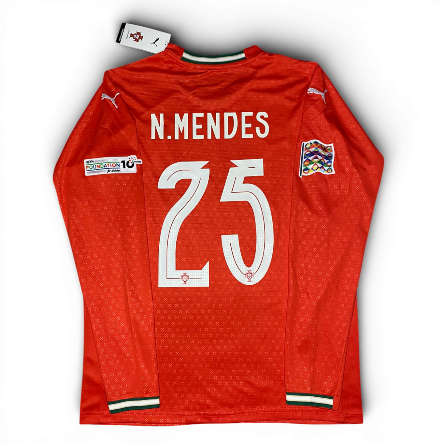 Portugal longsleeve home jersey 2025. Nuno Mendes