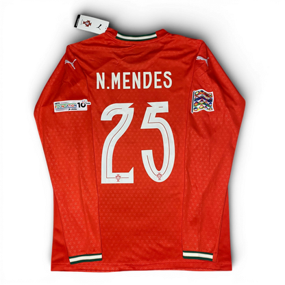 Portugal longsleeve home jersey 2025. Nuno Mendes
