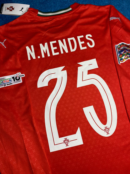Portugal longsleeve home jersey 2025. Nuno Mendes