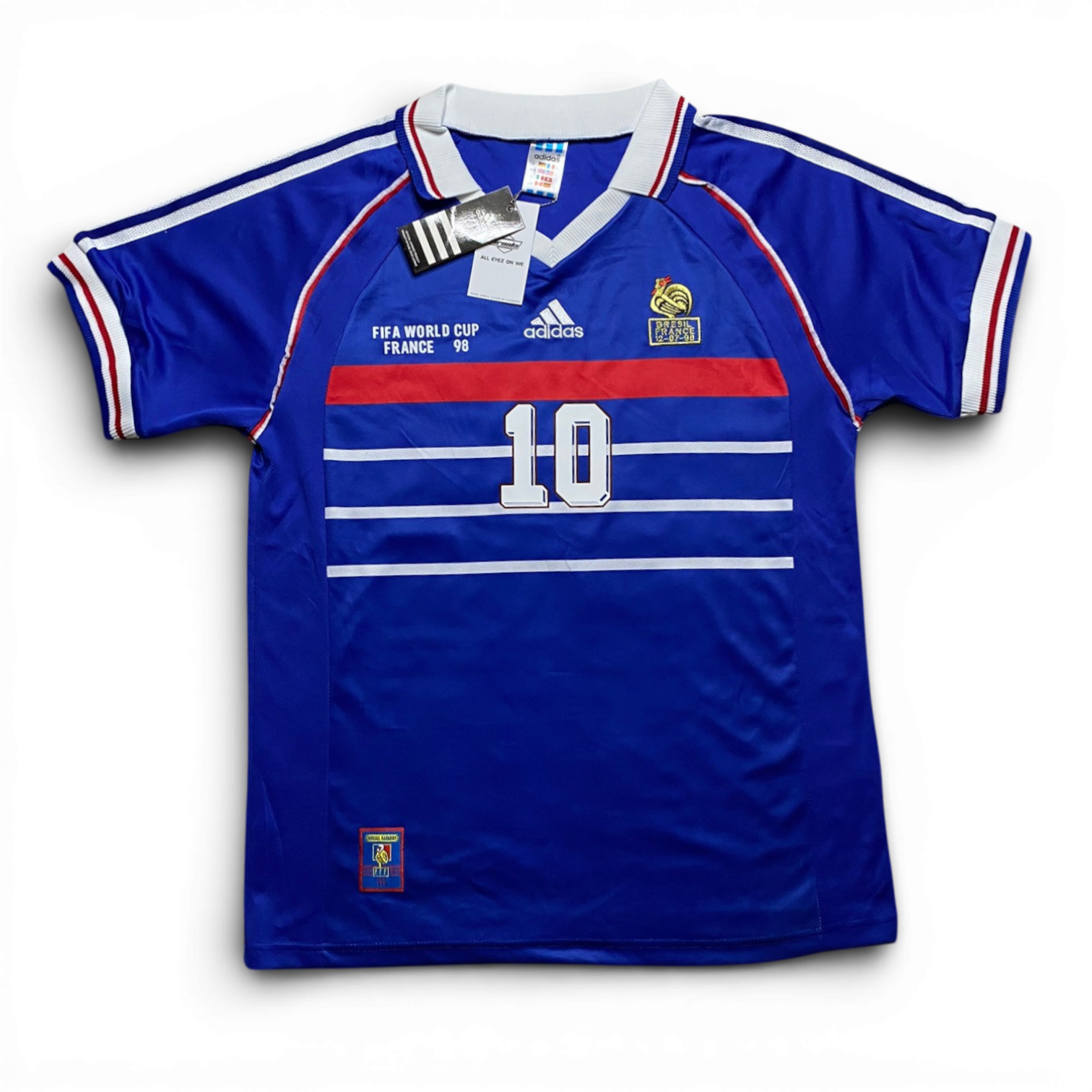 France's home jersey for the 1998 World Cup. Zinedine Zidane