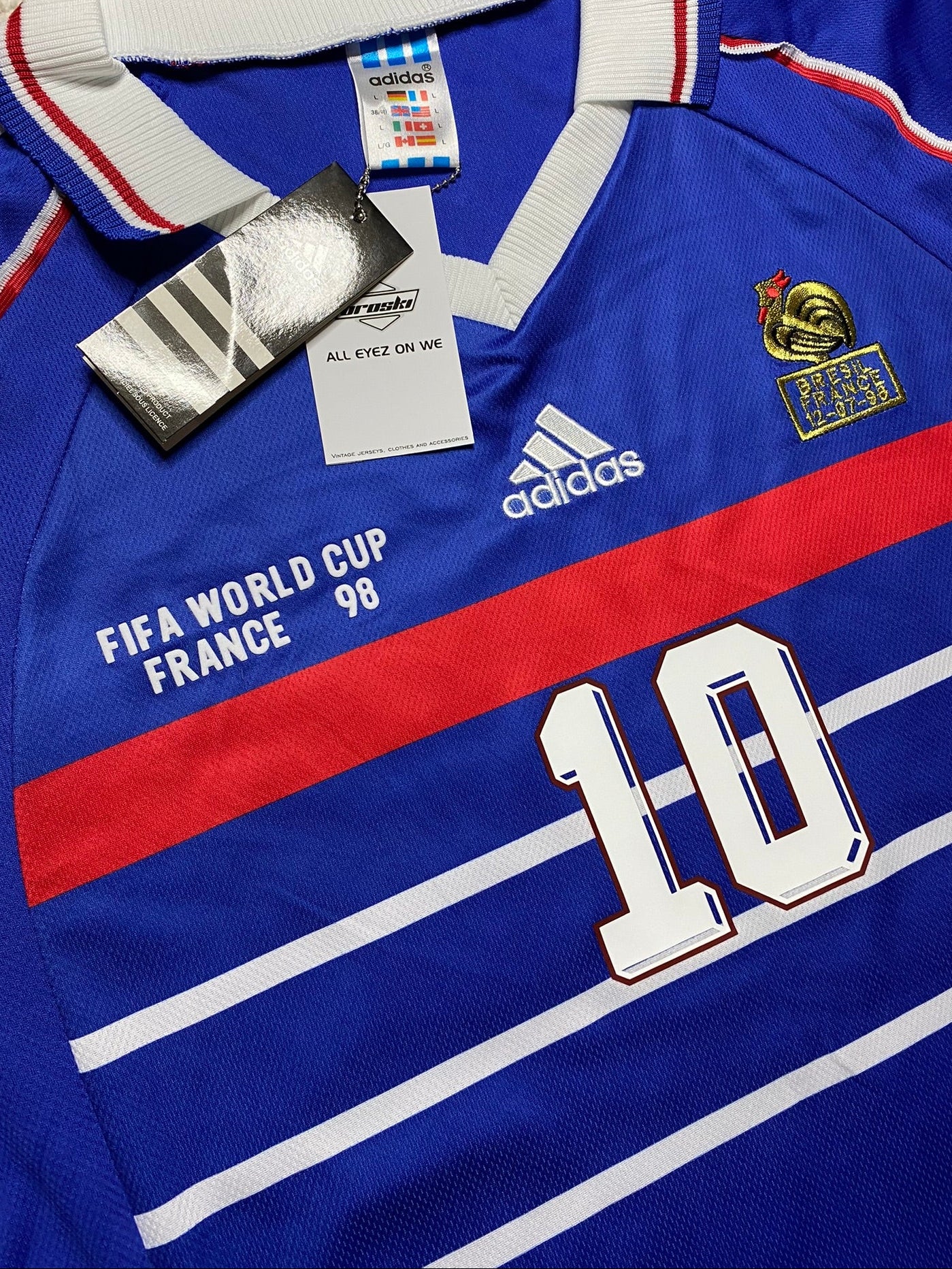 France's home jersey for the 1998 World Cup. Zinedine Zidane