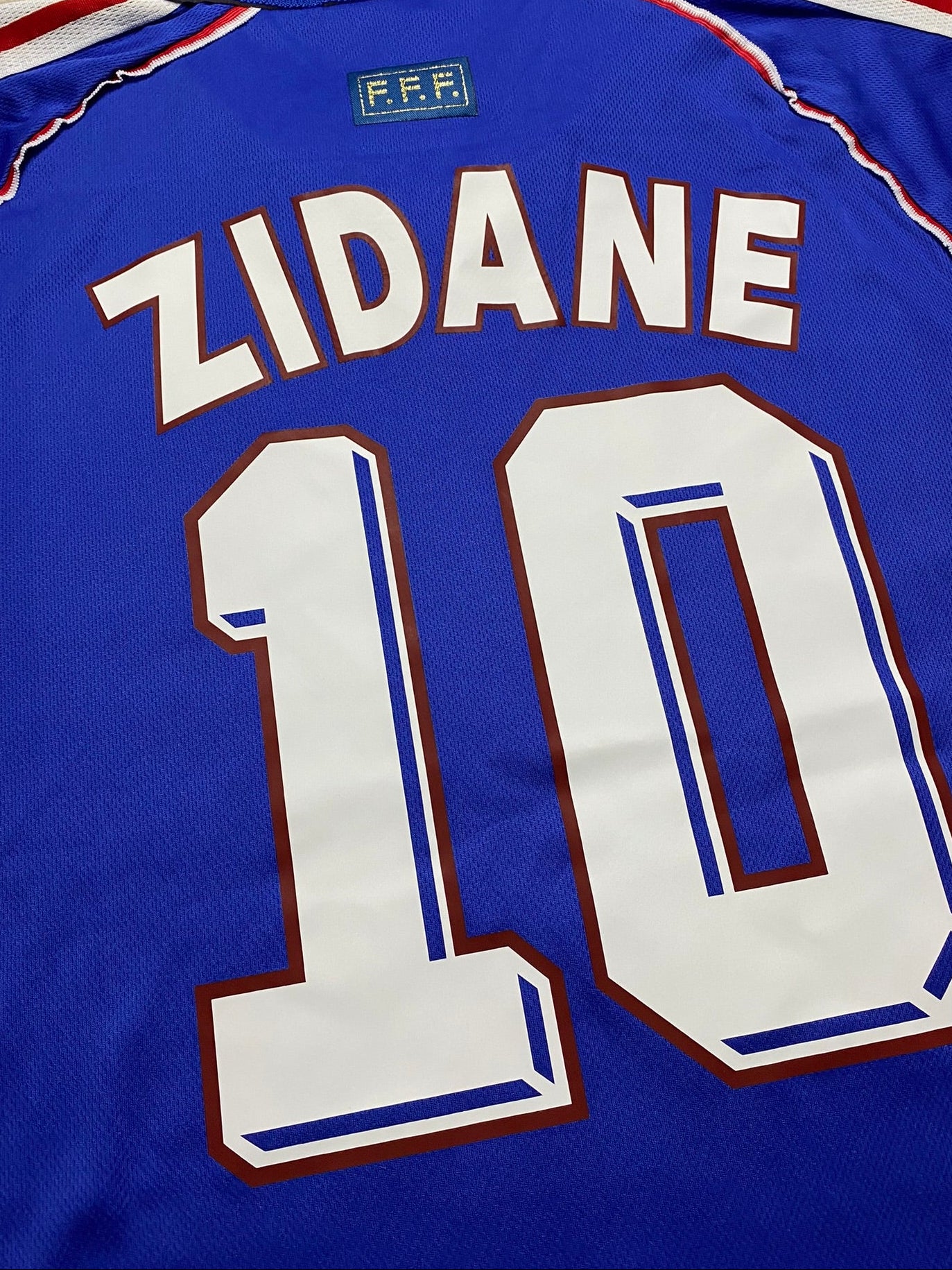 France's home jersey for the 1998 World Cup. Zinedine Zidane