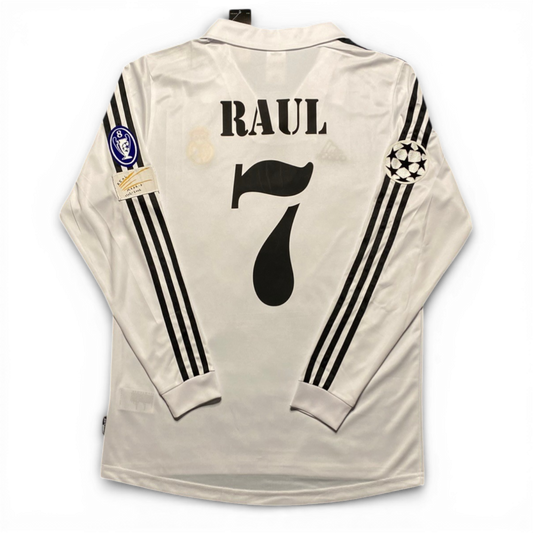 Real Madrid longsleeve home jersey. Season 01/02. Raul Gonzalez Blanco